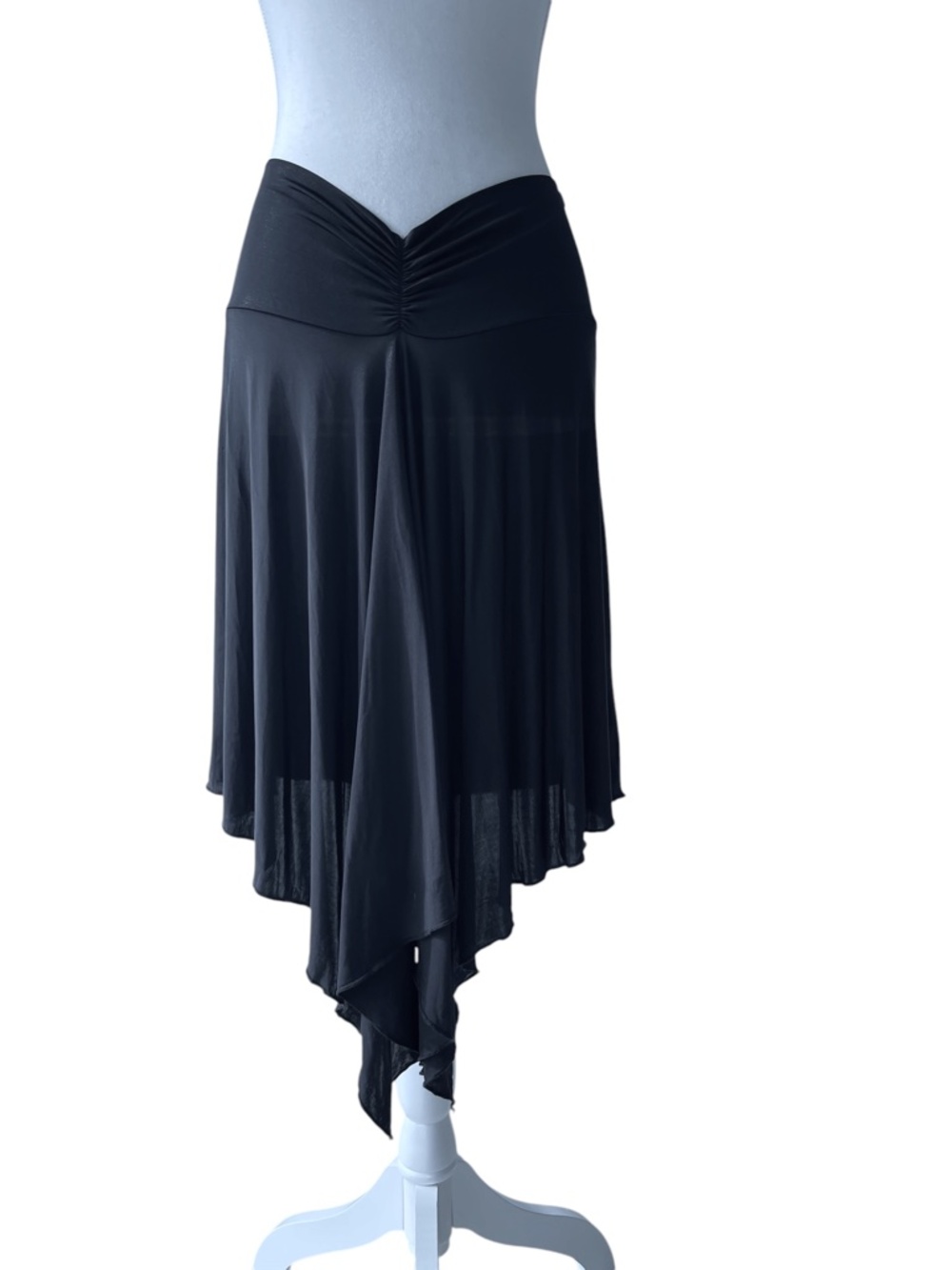 Bedo Medium Black High Low Short Viscose Stretch Skirt